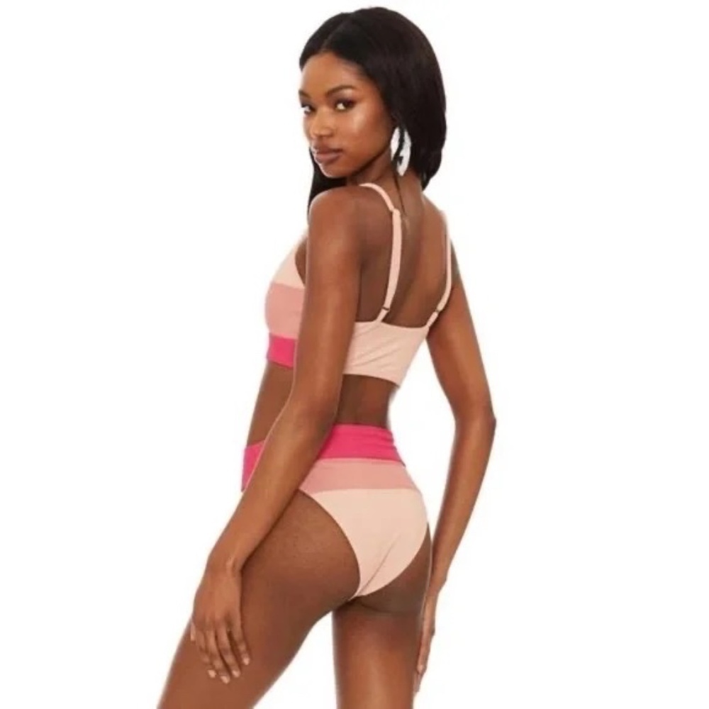 New! SET Beach Riot Riza Top Alexis Bottom IN Rouge Color Block 31376 - Picture 2 of 9